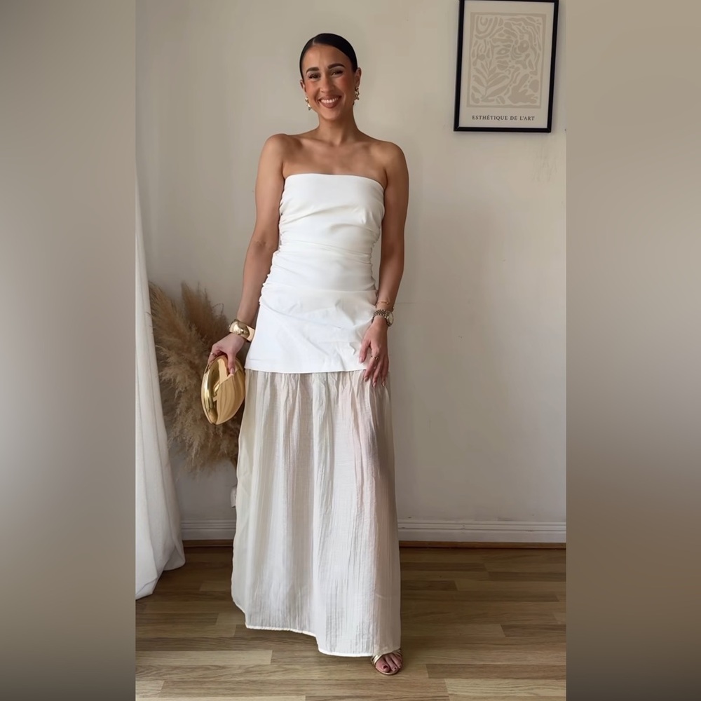 ZARA COMBINATION STRAPLESS MIDI DRESS - Picture 5 of 17